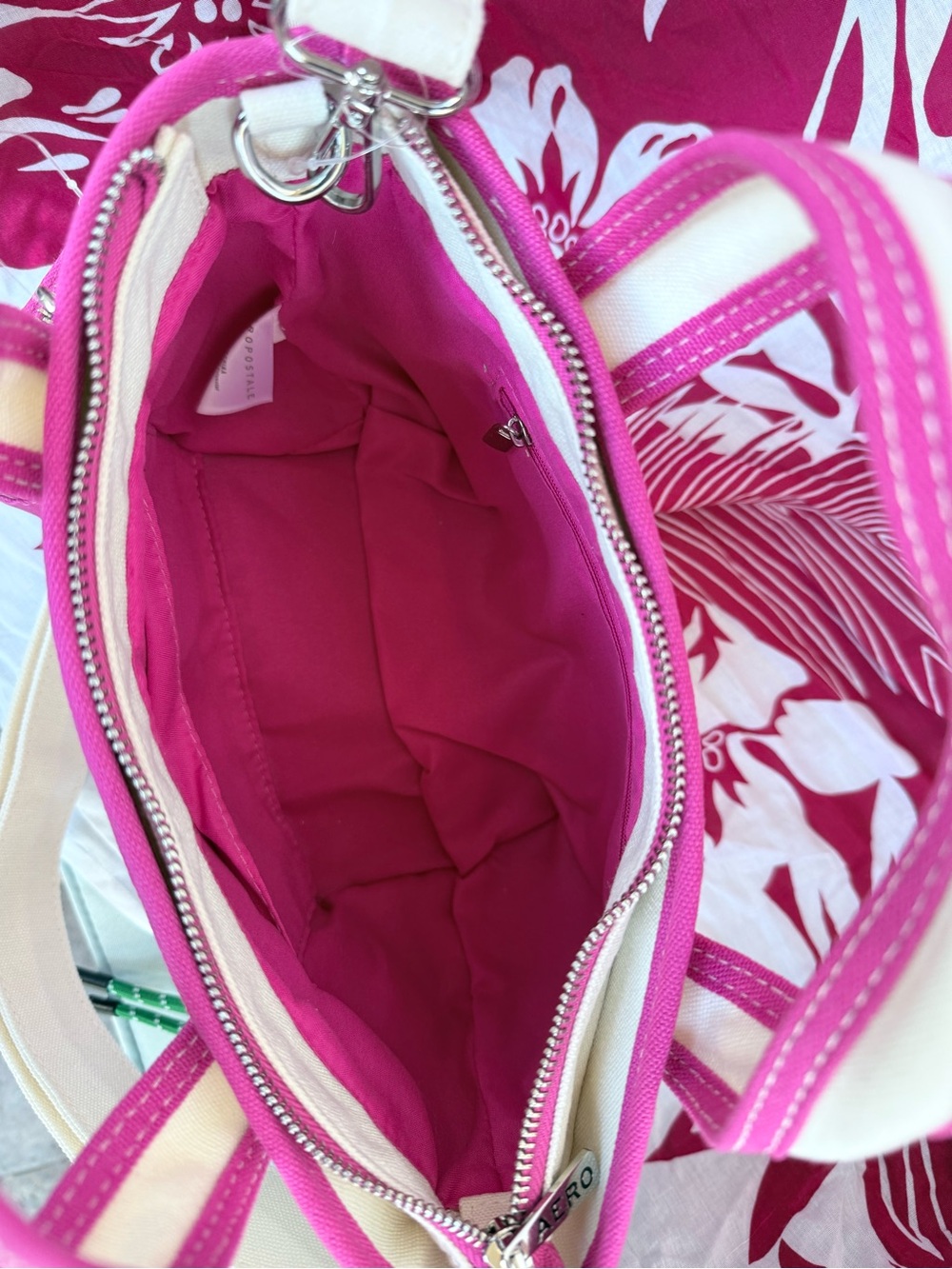 Aéropostale pink hibiscus flower canvas tote - Hawaiian Vibe - NWT - Picture 9 of 16